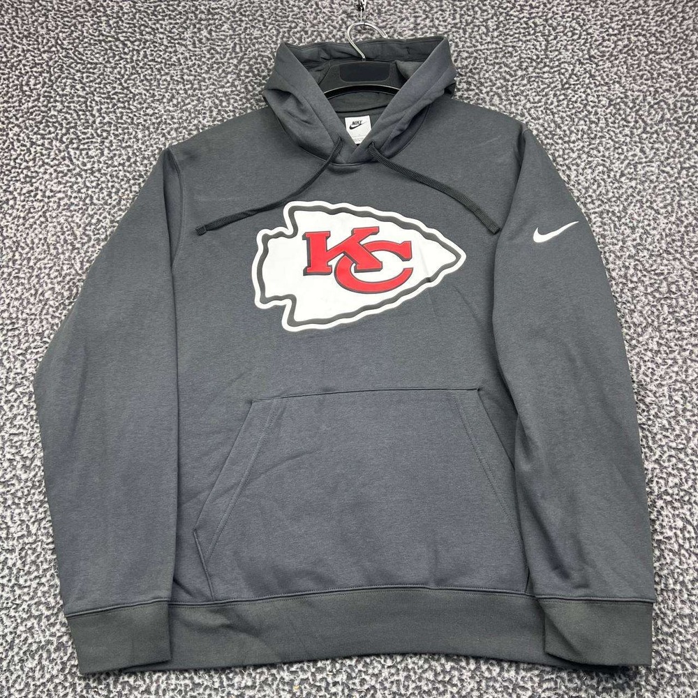 Nike Kansas City Chiefs NFL Hoodie Men Large Grey Fleece Long Sleeve New L
